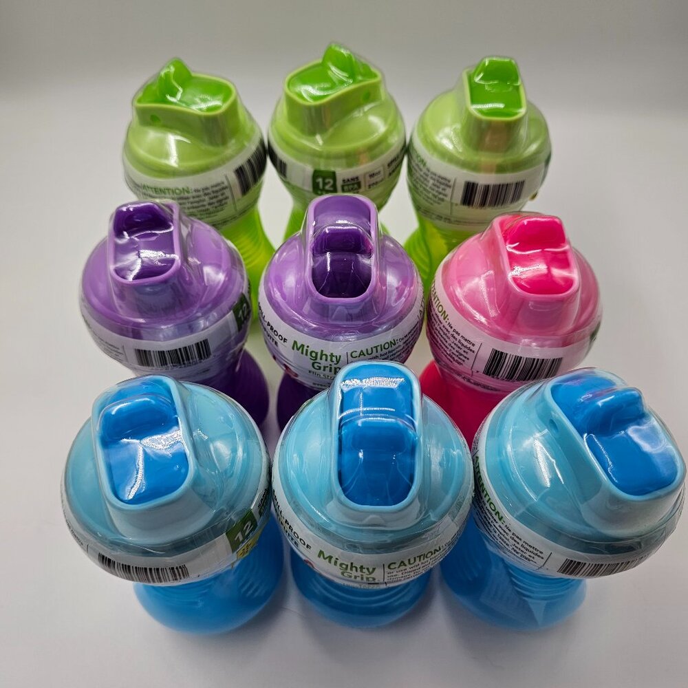 Lot of 9 Munchkin Mighty Grip Flip Straw Cups 12m+ Spill Proof BPA Free New